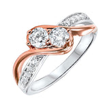14KT White & Pink Gold Two Gether Diamond Band - 2/5 ctw