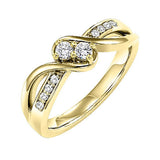 14KT Yellow Gold & Diamond TWO Stone Jewelery Fashion Ring   - 5/8 ctw