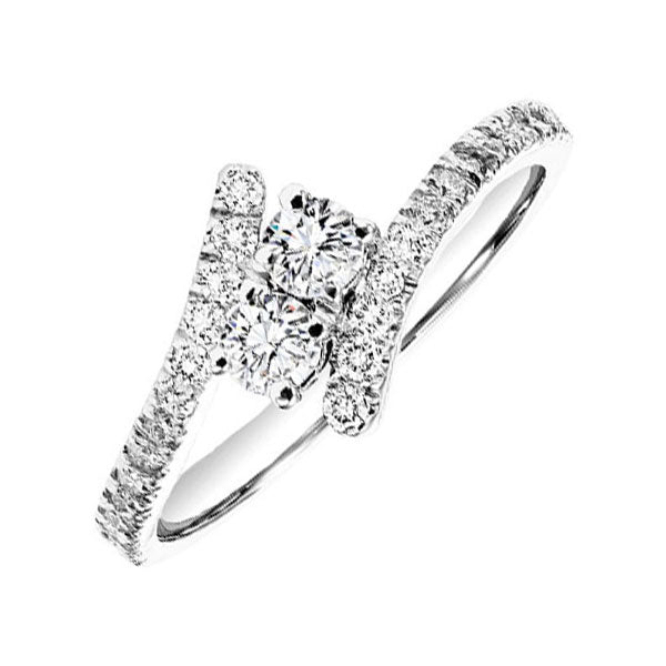 Silver (SLV 995) Diamond TWO Stone Jewelery Fashion Ring  - 1/4 ctw